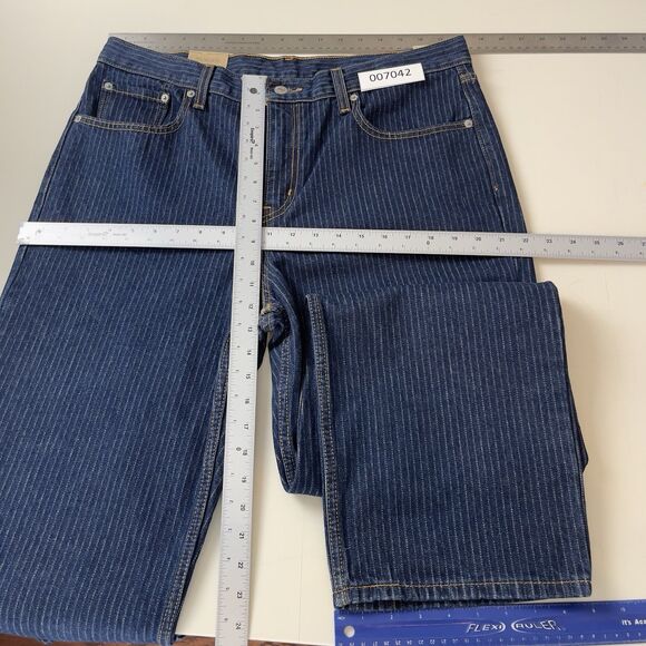 Levi's Low Pro Jeans Women's 32x30 Blue Pinstriped Straight Leg Mid Rise Relaxed - Picture 9 of 11